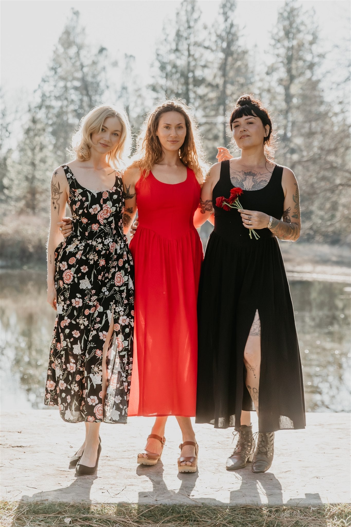 Long Agnes dress in Red Linen