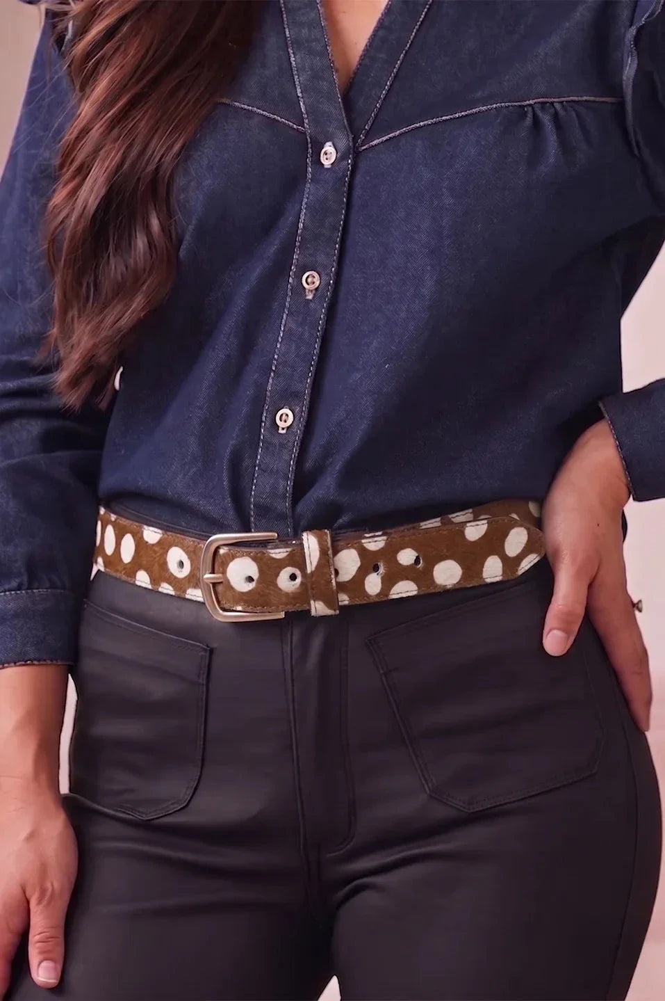 Jeans Belt Brown Spotted Cowhide
