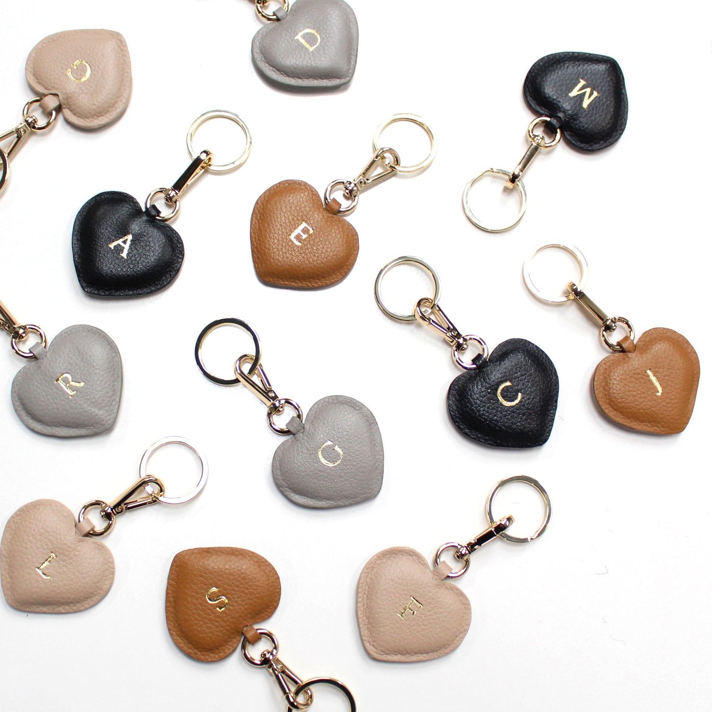Heart Leather Keyring Nude