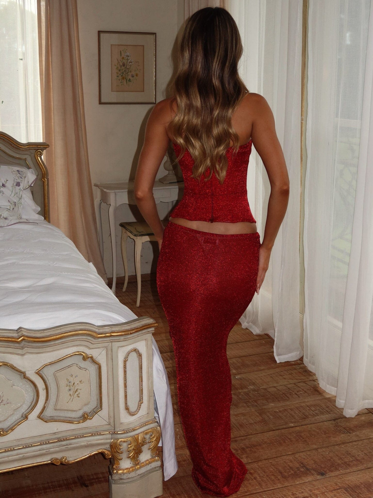 Sola Flower Corset Red Shimmer