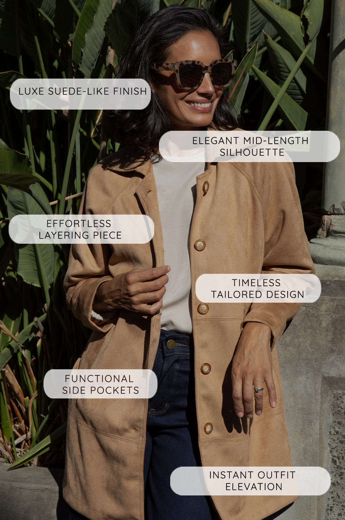 Vanessa Faux Suede Coat Olive