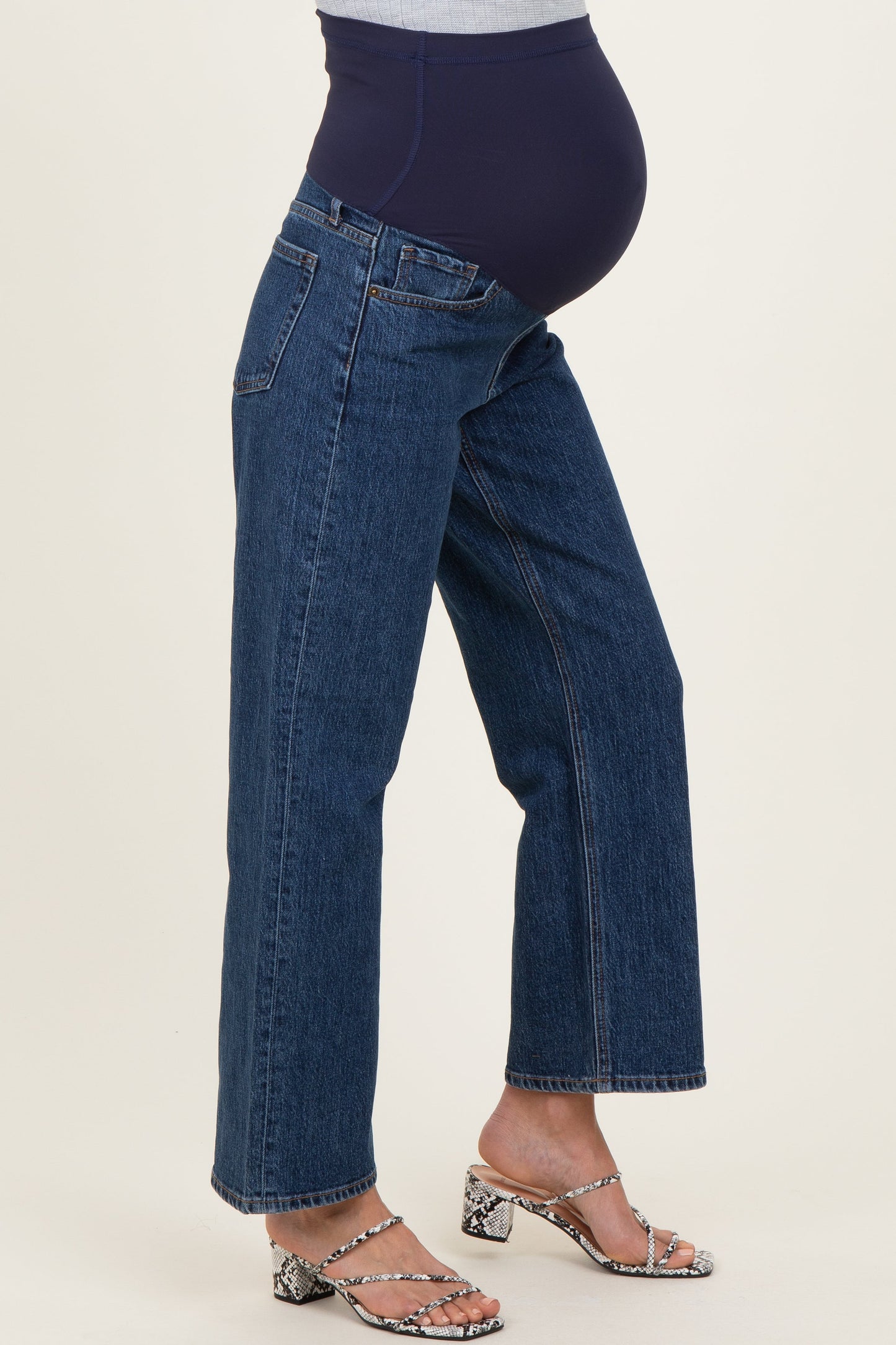 Dark Denim Full Length Straight Maternity Jeans