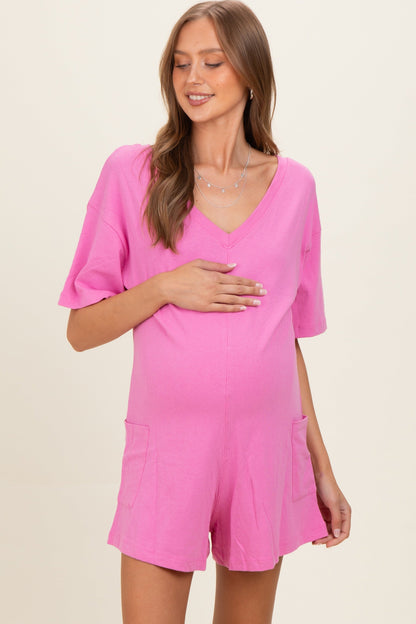 Pink Scoop Neck Maternity Romper