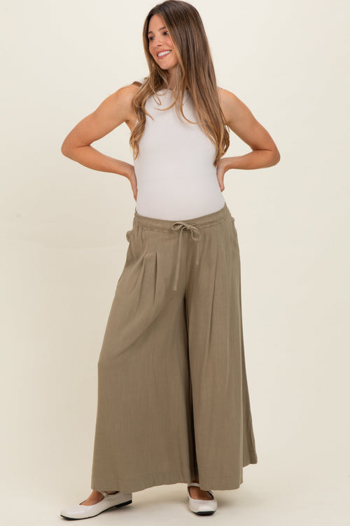 Cactus Elastic Waist Wide Leg Culottes Maternity Pants