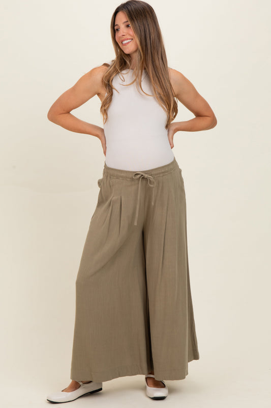 Cactus Elastic Waist Wide Leg Culottes Maternity Pants