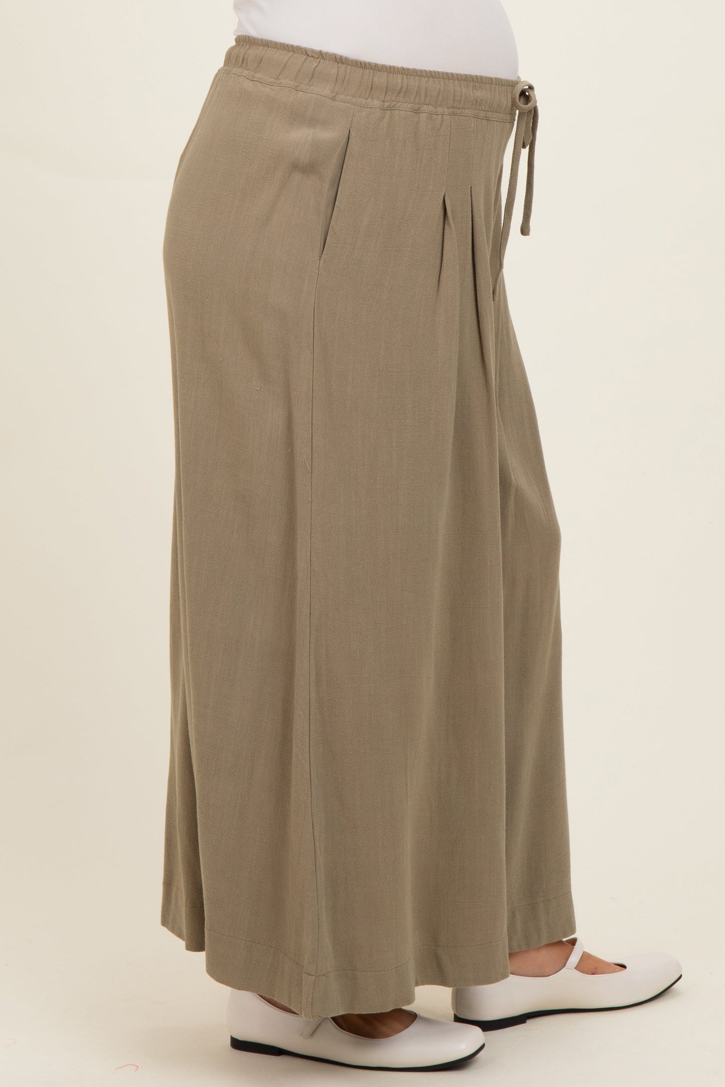 Cactus Elastic Waist Wide Leg Culottes Maternity Pants