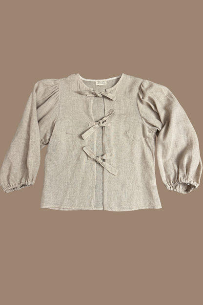 Poet Top in 100% Sand Linen