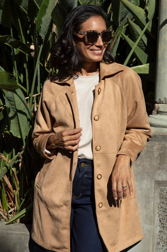 Vanessa Faux Suede Coat Taupe