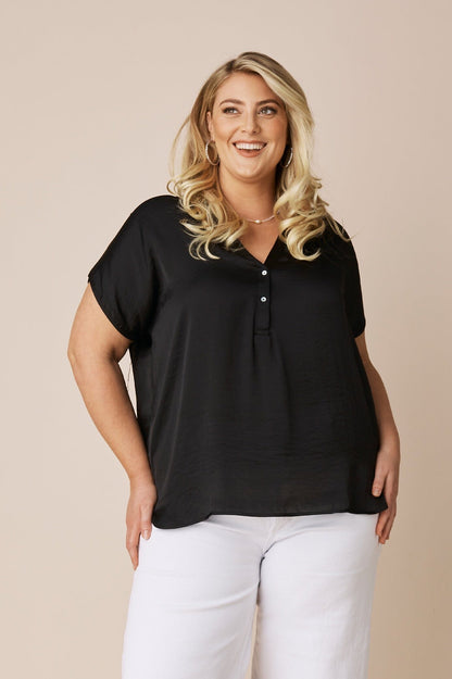 Nicole Short Sleeve Top Black