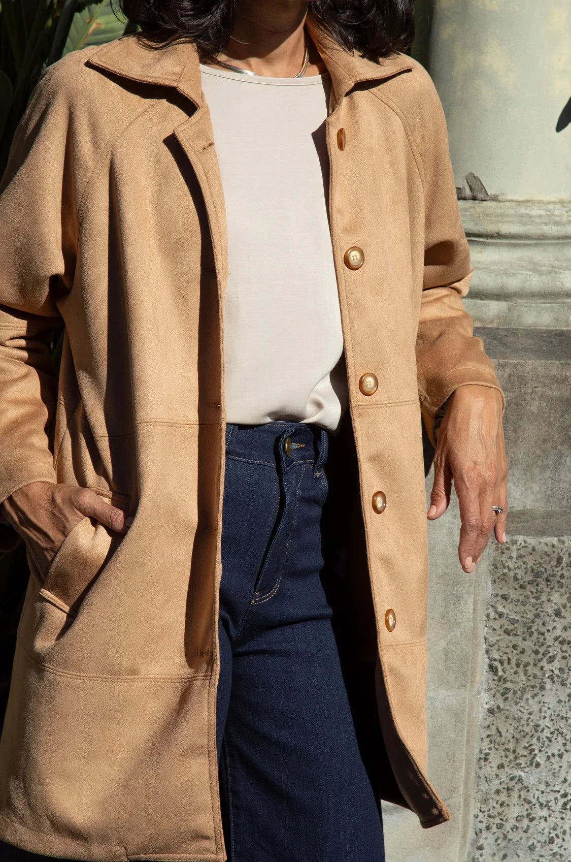 Vanessa Faux Suede Coat Taupe