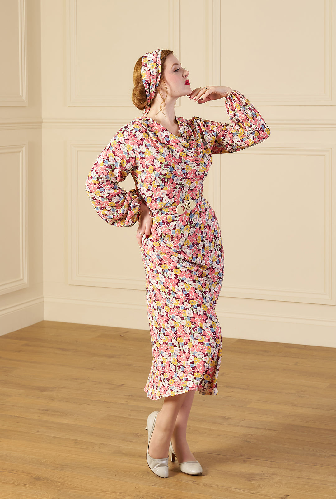 1930s Joanie Bias Cut Dress - Spring Parade