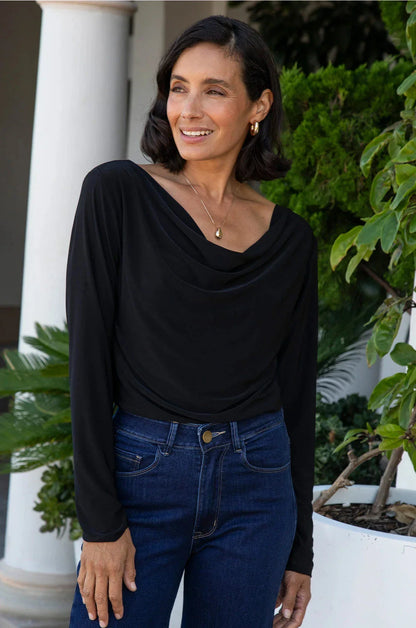 Jasmine Long Sleeve Top in Black