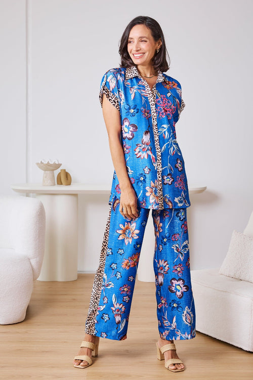 Eden Print Top Cobalt