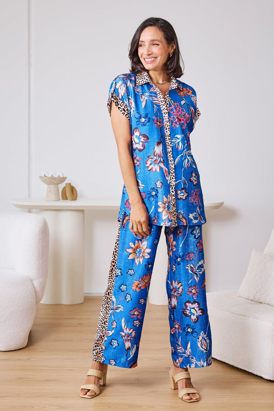 Eden Print Top Cobalt