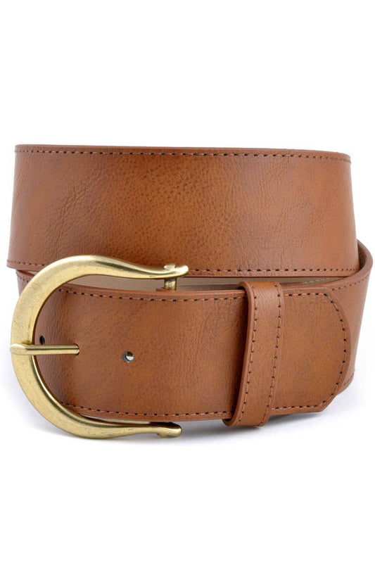 Wide Width Belt with Horseshoe Shape Buckle