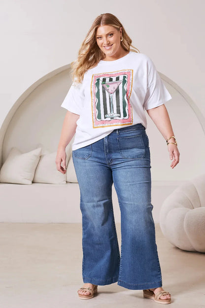 Martini Oversized Graphic T-Shirt White