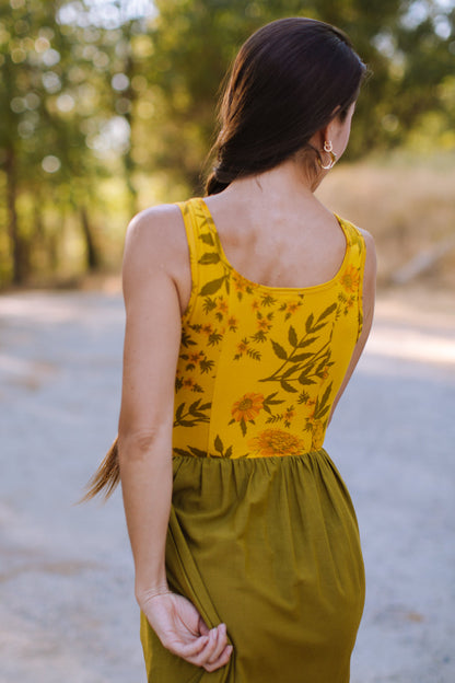 Josephine Dress in Pea Soup Marigold