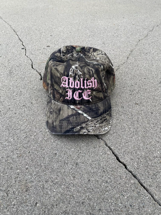 Camo Abolish ICE baseball cap hat