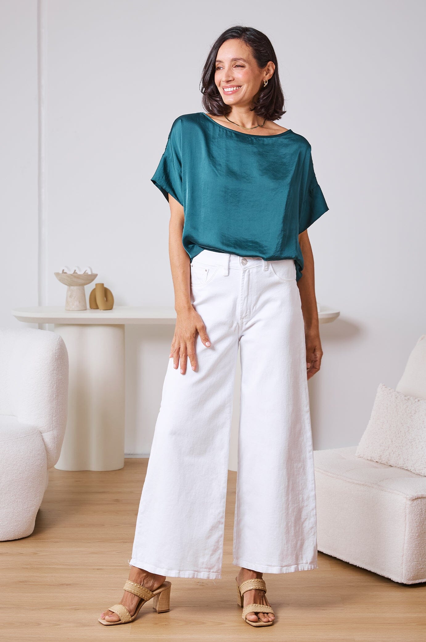 Bianca Short Sleeve Top Forest Green