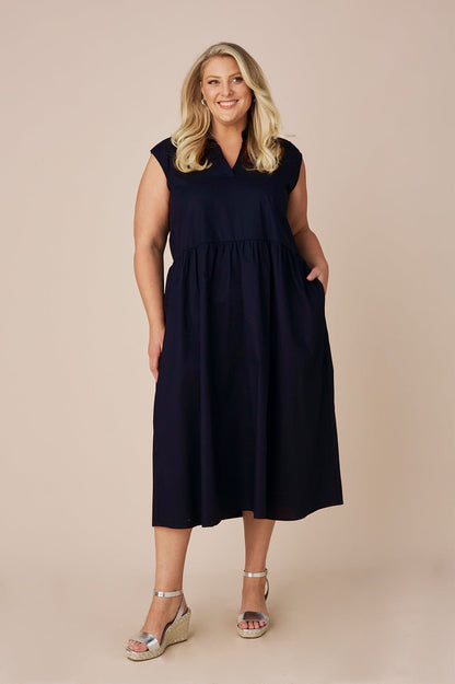 Emme Collared Dress Navy