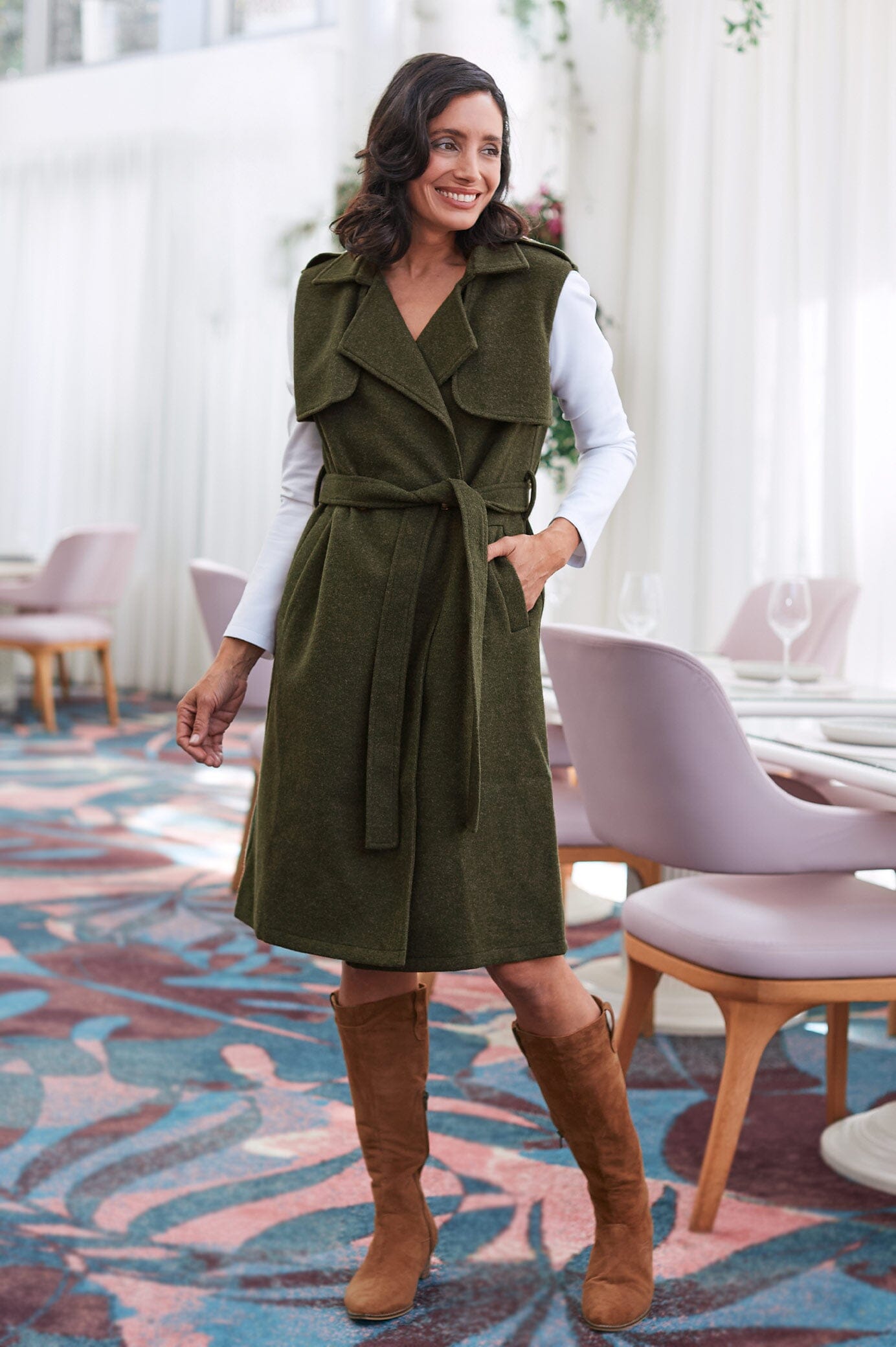 Tyra Sleeveless Jacket Olive