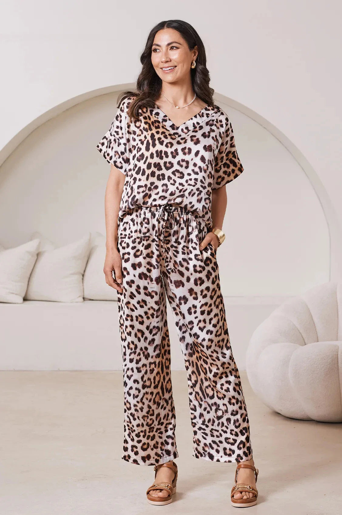 Casey Straight Leg Pants in Leopard Print