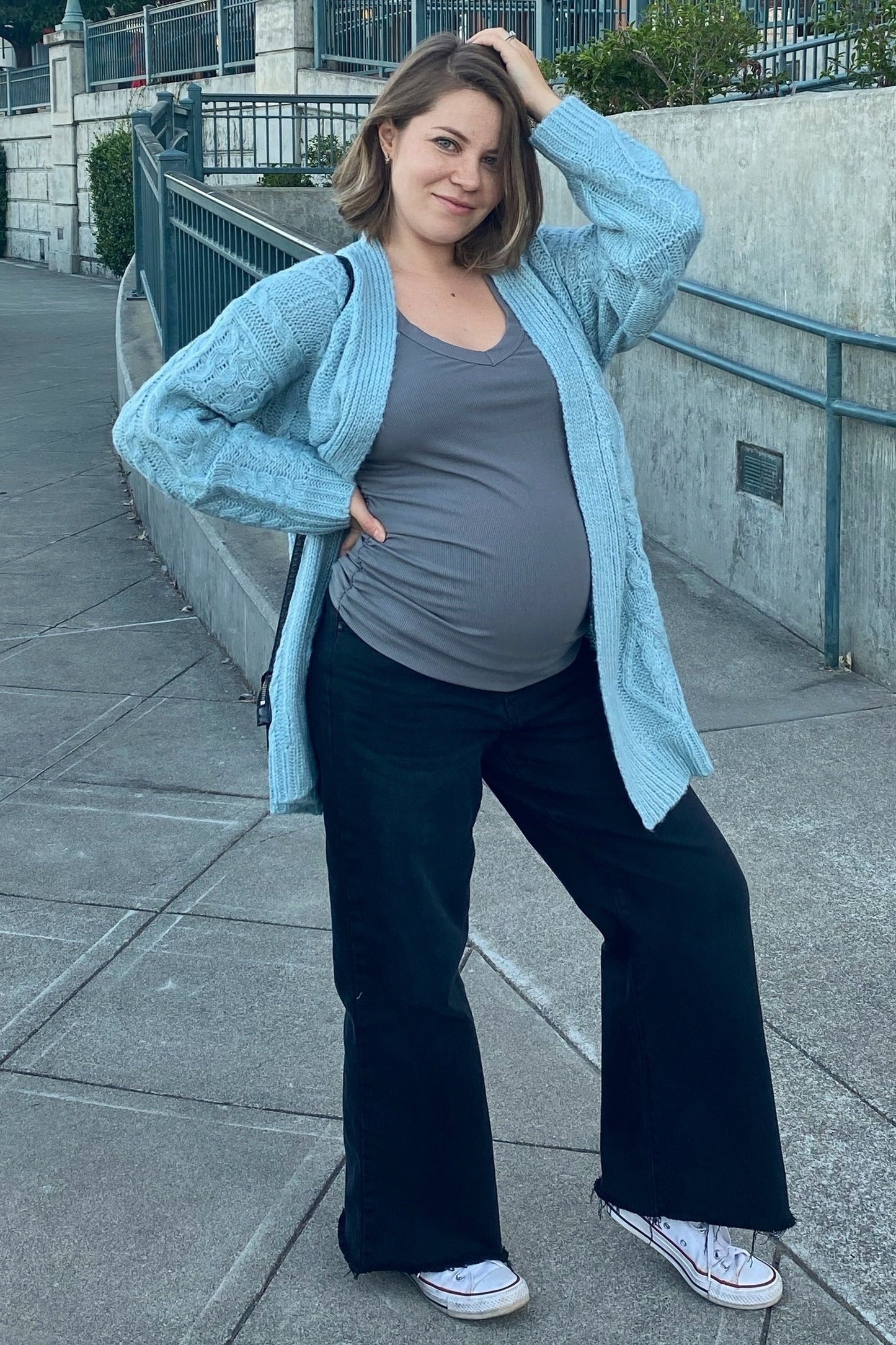 Black Wide Leg Raw Hem Maternity Jeans