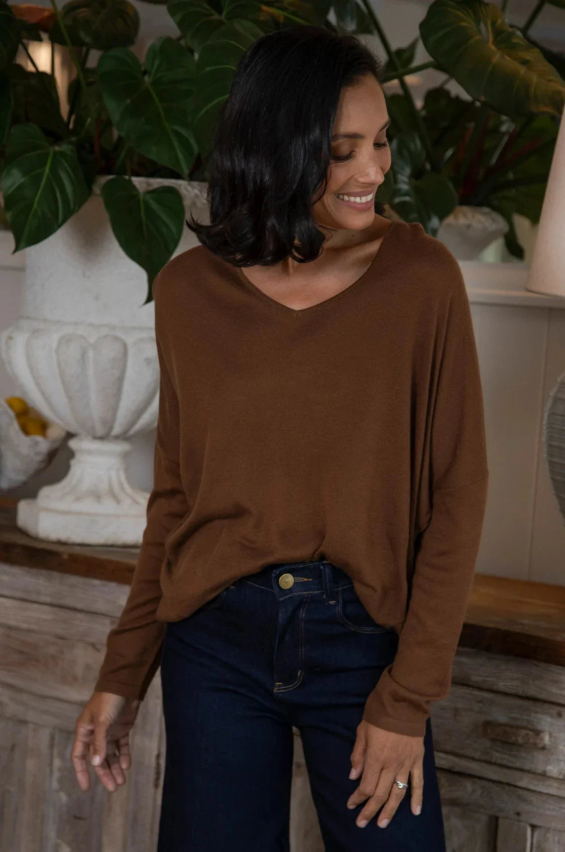 Sadie Fine Knit Jumper Chocolate
