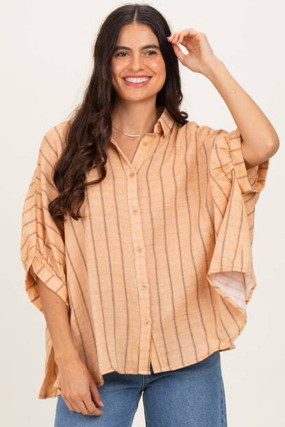 Yellow Striped Collared Oversized Maternity Top