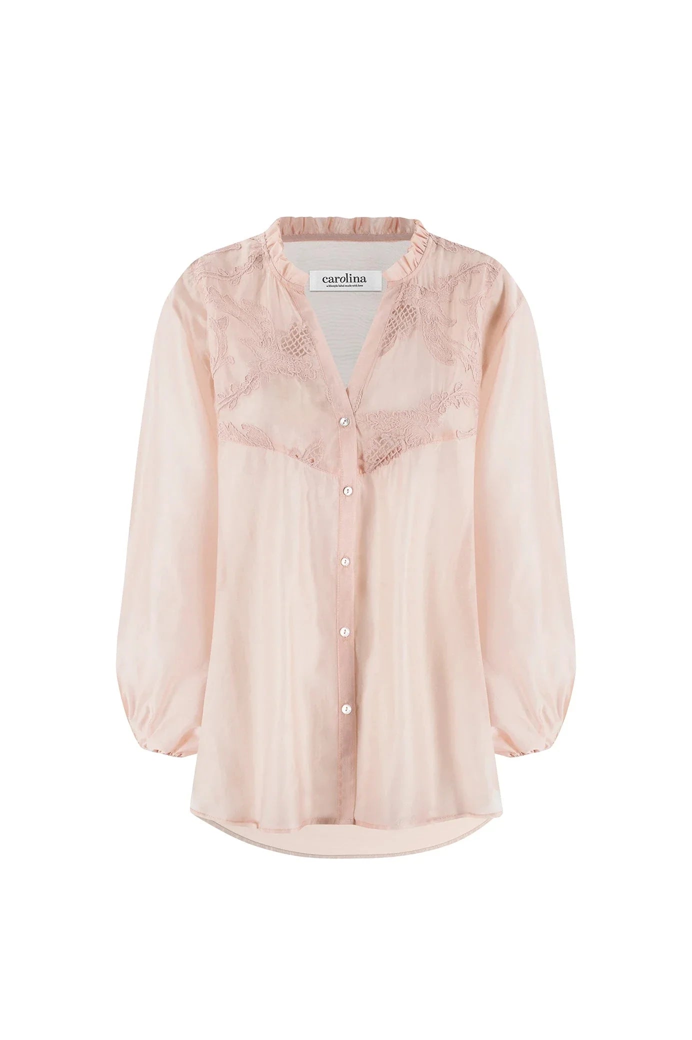 Aria Embroidered 3/4 Sleeve Top Powder Pink