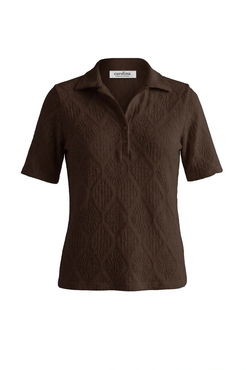 Coco Knitted Short Sleeve Collared Top Chocolate