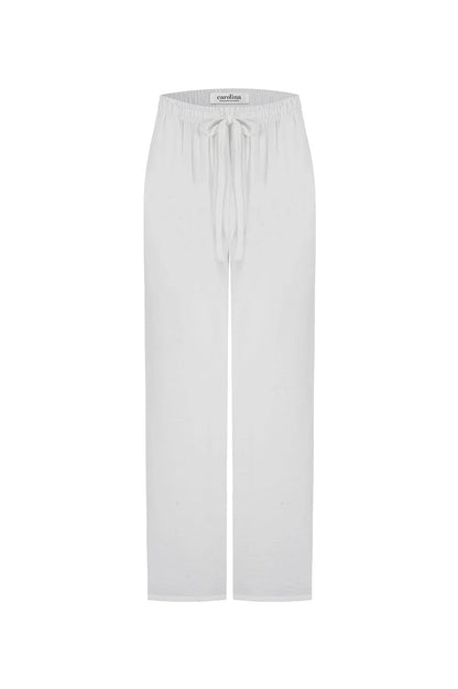 Gemma Straight Leg Tie Waist Pants White