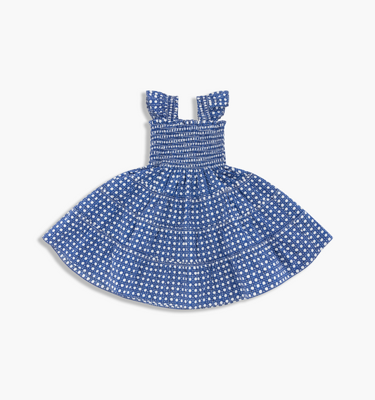 The Tiny Ellie Nap Dress - Navy Basketweave Cotton Poplin