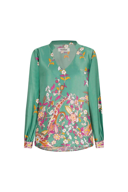 Laurie Print V-Neck Long Sleeve Top