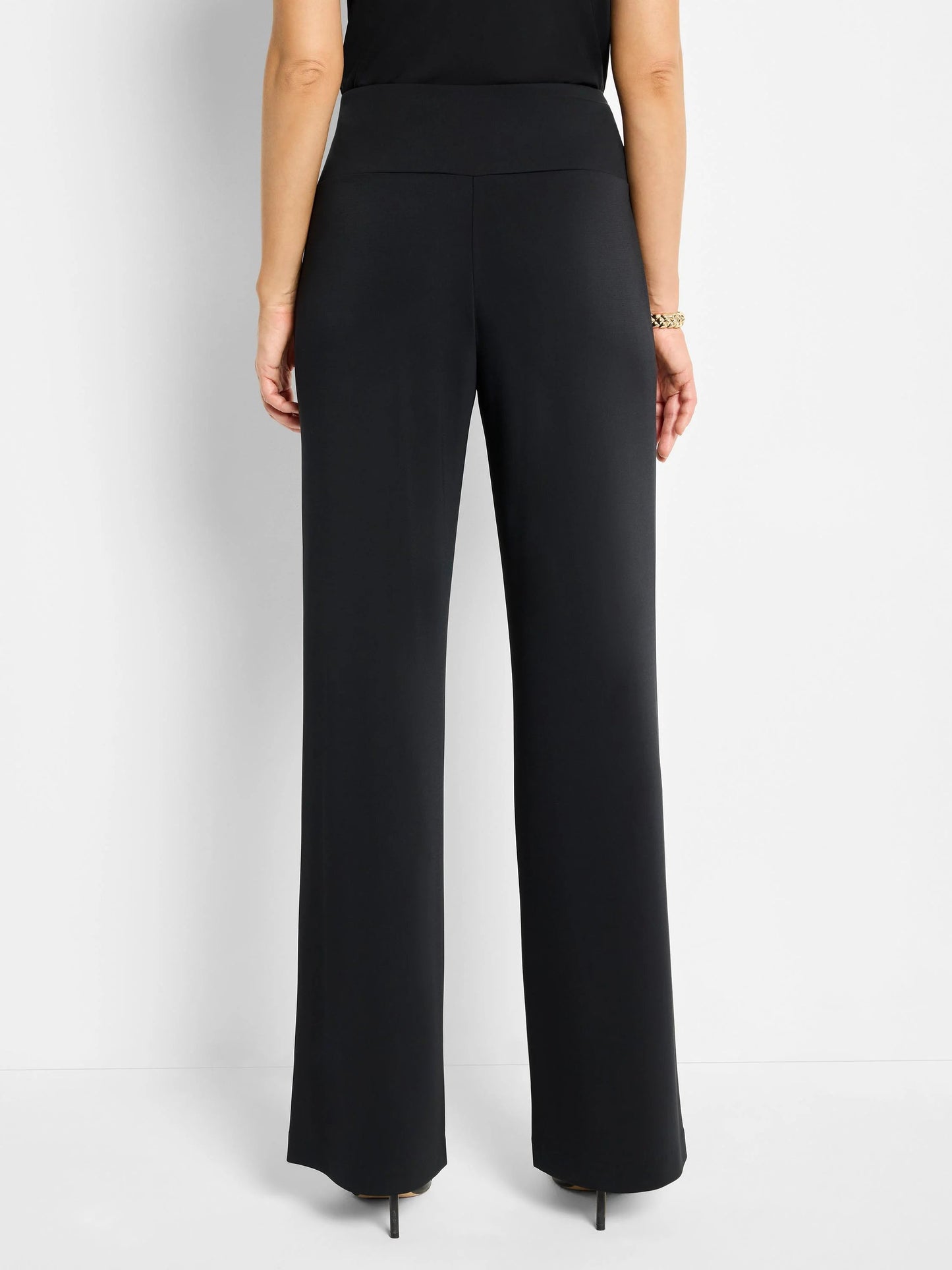 Knit Crepe Cummerbund Wide Leg Pant