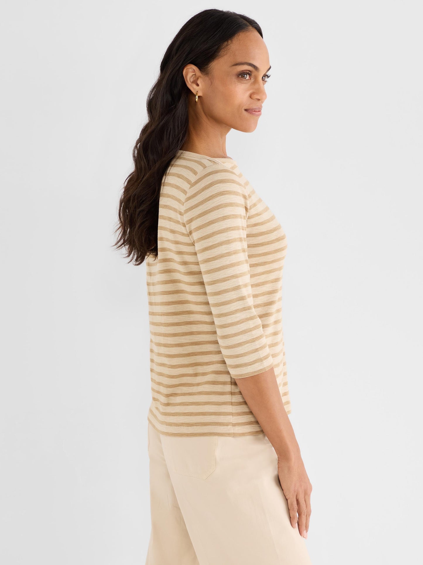 NZT 3/4 Sleeve Stripe Envelope Boat Tee