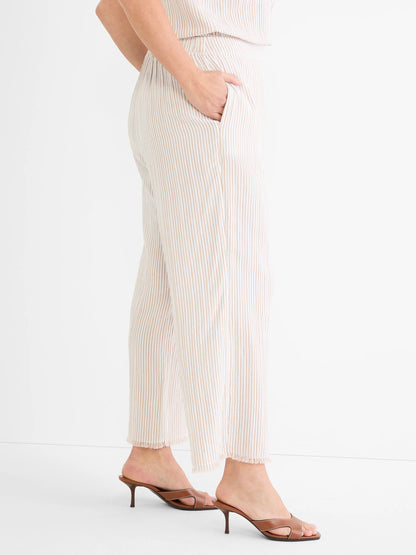 Pinstripe Gauze Wide Leg Ankle Pant