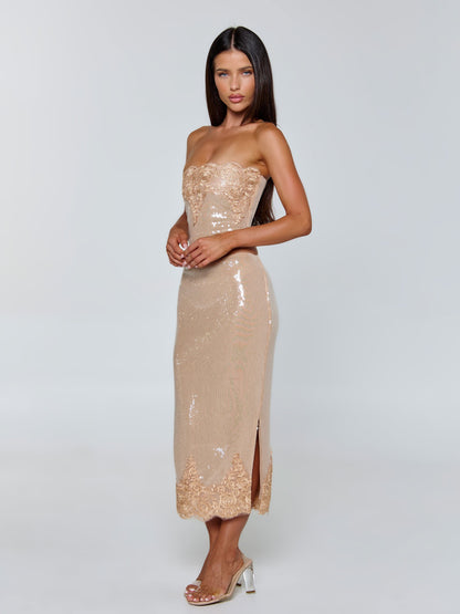 Saela Midi Skirt Beige