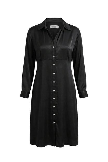 Sandra Long Sleeve Dress Black with Collar