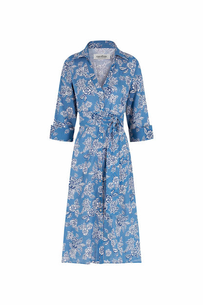 Sylvie Mid Sleeve Dress Floral Blue