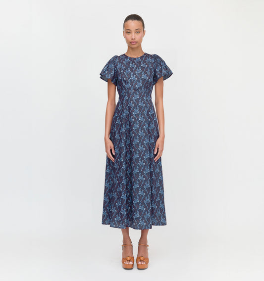 The Dominique Dress - Navy Cala Paisley