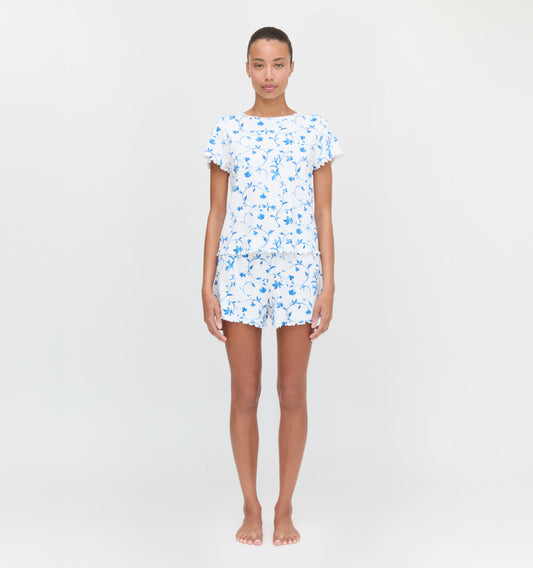 The Nina Pajama Set - Blue Botanical