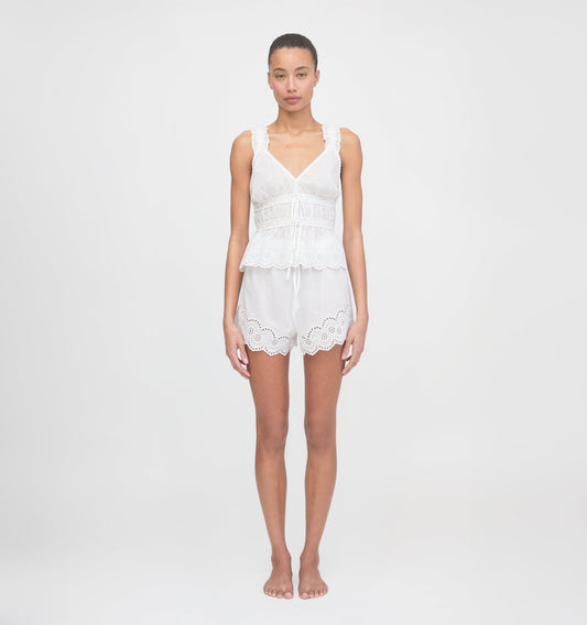The Oslo Short - White Broderie Voile