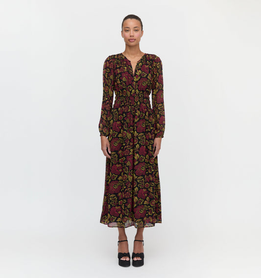 The Rosely Dress - Black Palampore Floral