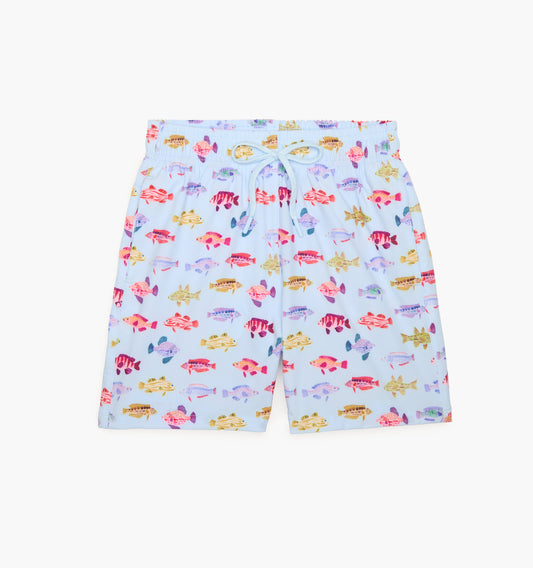The Tiny Julien Swim Trunk - Blue Rainbow Fish