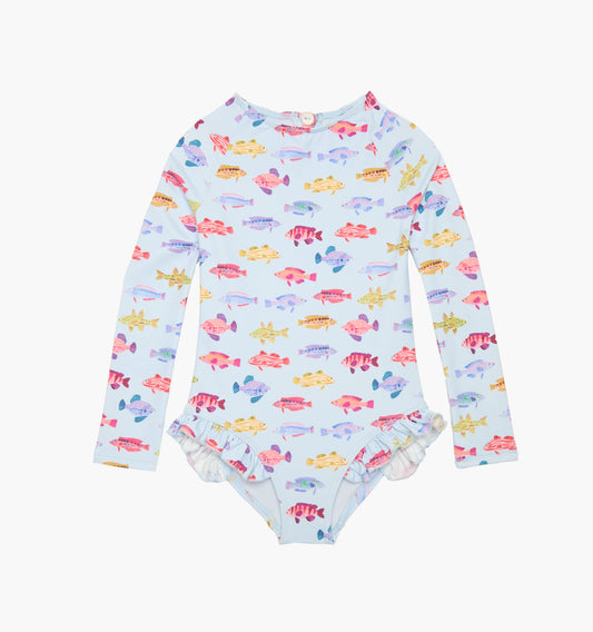 The Tiny Sora Rashguard - Blue Rainbow Fish