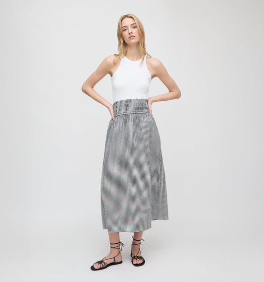 The Delphine Nap Skirt - Black/Sand Gingham