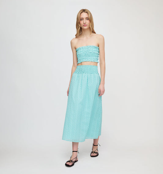 The Delphine Nap Skirt - Teal Poppy Half Drop