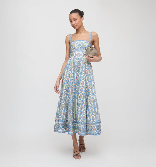 The Margot Dress - Blue Corsica Paisley
