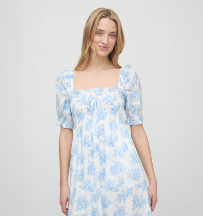 Roller Rabbit x Hill House Scarlett Midi Nap Dress - Blue Sherwood Forest Monkey